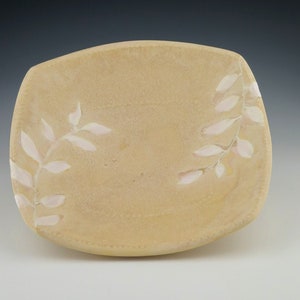 Handmade Matte Pink/Beige Plate with Leaf Pattern