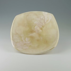 Handmade Pink/Amber Porcelain Plate with Slip Design