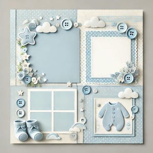 Pagina di album digitale per neonati – Layout neonato stampabile 12x12 / Download immediato / A1asco
