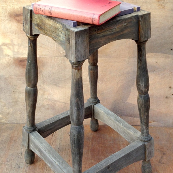 upcycled rustic wooden stool, side table, bedside table, kitchen stool