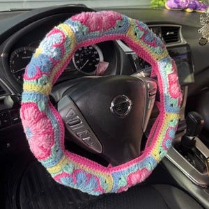 Granny Square Crochet Steering Wheel Cover Pattern