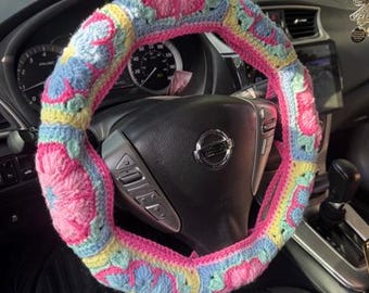 Granny Square Crochet Steering Wheel Cover Pattern
