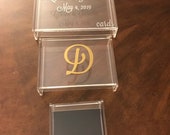monogrammed acrylic box with hinged lid