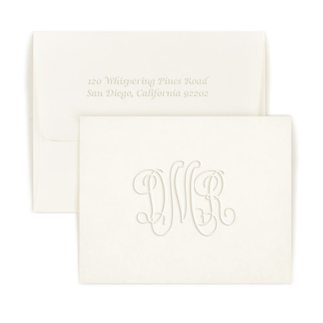 Beautiful Embossed Monogram Note Cards Etsy