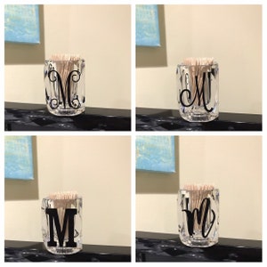 Mongrammed toothpick holder with 4 style choices of your initial