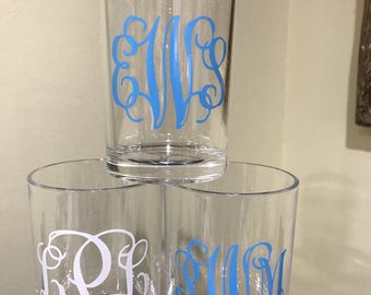Monogrammed acrylic Bathroom cup. Perfect for everyone in the family!  Personalized with your monogram