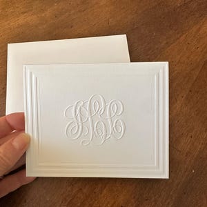 Classic Frame embossed monogram folded notes with matching envelopes