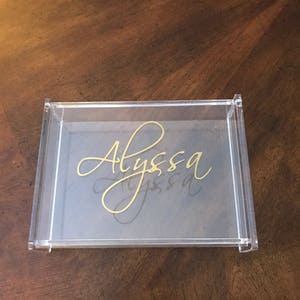 monogrammed acrylic box with hinged lid