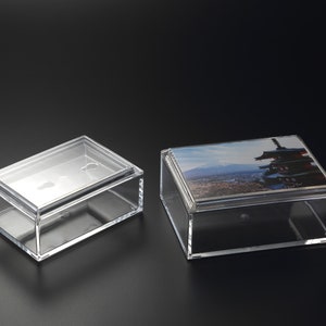 Acrylic photo frame lid box holds a 5&quot;x7&quot; or 4&quot;x6&quot; photo FREE SHIPPING