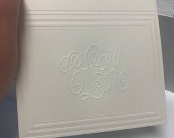 Classic Frame embossed monogram folded notes with matching envelopes