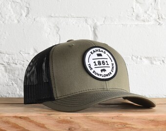 Kansas Sunflower Sky Trucker Hat Black Kansas Sunflower Sky Trucker Hat Black