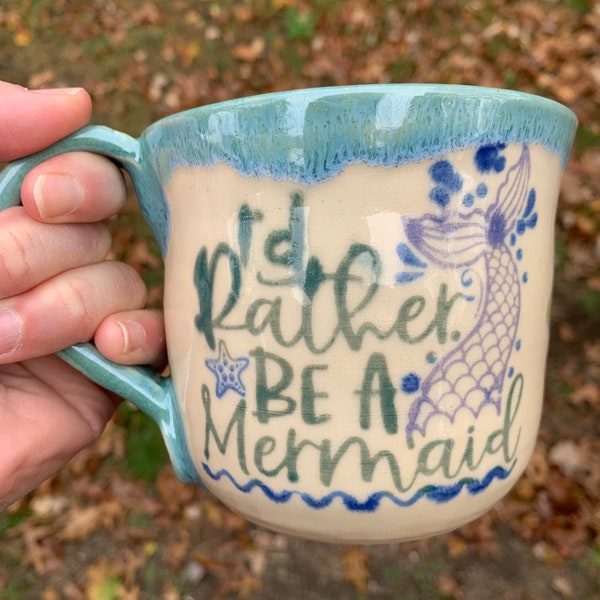 Mermaid Life stoneware mug/Mermaid under the sea mug/mythical creature/siren READY TO SHIP