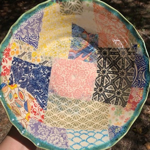 Medium patchwork quilt design Fruit bowl/bowl art for table