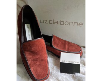 Vintage NIB LIZ CLAIBORNE Rust Split Suede Loafers Size 6M / Carey 626