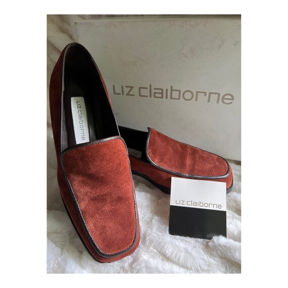 Vintage NIB LIZ CLAIBORNE Rust Split Suede Loafer… - image 1