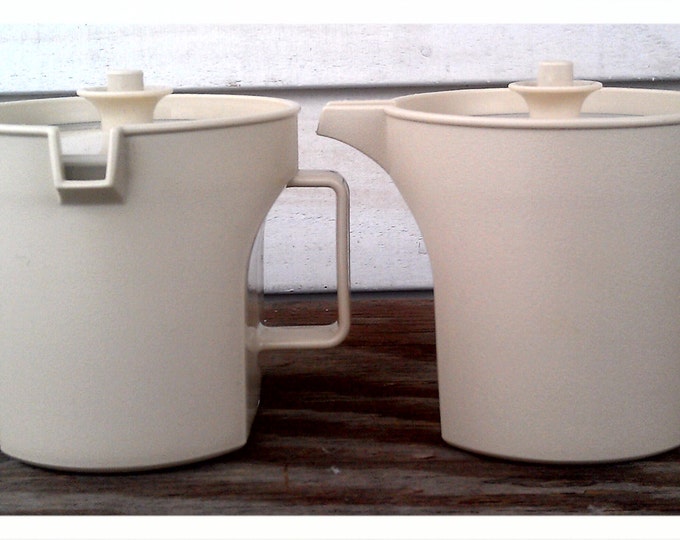 Vintage Tupperware Sugar & Creamer Set ivory With Lids Etsy
