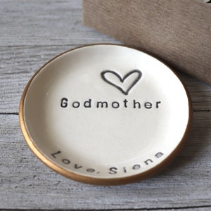 Godmother Gift, ring dish, CUSTOM ring holder, Baptism Gift, Baptismal Gift, Christening Gift, handmade pottery, Gift Boxed, Made to Order imagem 8