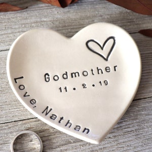 Ring Holder, Ring Dish, Godmother Gift, Personalized, Baptism Gift, Christening Gift, Gift from Godchild, Gift Boxed, Made to Order