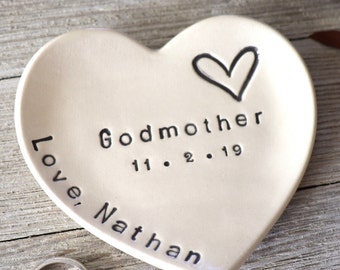Ring Holder, Ring Dish, Godmother Gift, Personalized, Baptism Gift, Christening Gift, Gift from Godchild, Gift Boxed, Made to Order