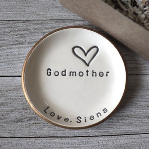 Godmother Gift, ring dish, CUSTOM ring holder, Baptism Gift, Baptismal Gift, Christening Gift, handmade pottery, Gift Boxed, Made to Order imagem 5