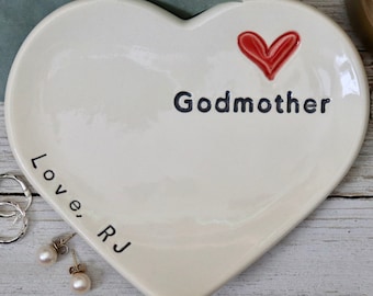 Ring Holder, Heart, Godmother Gift from Godson, Personalized, Baptism Gift or Christening Gift, Gift Boxed, Made to Order