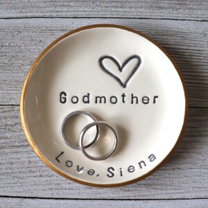 Godmother Gift, ring dish, CUSTOM ring holder, Baptism Gift, Baptismal Gift, Christening Gift, handmade pottery, Gift Boxed, Made to Order image 9