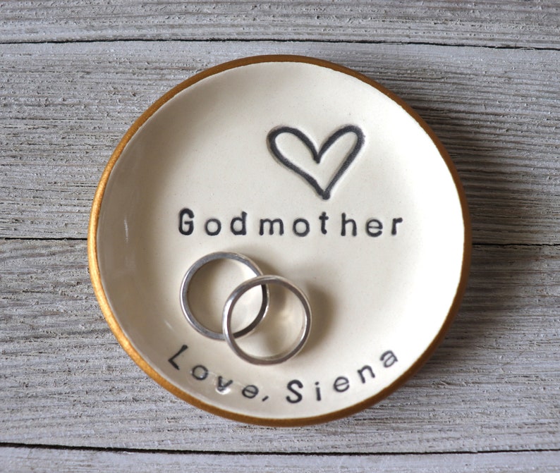 Godmother Gift, ring dish, CUSTOM ring holder, Baptism Gift, Baptismal Gift, Christening Gift, handmade pottery, Gift Boxed, Made to Order image 9