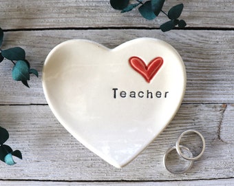 Heart dish, Teacher, English Teacher Gift, Teacher Retirement Gift, Ring Dish, IN STOCK