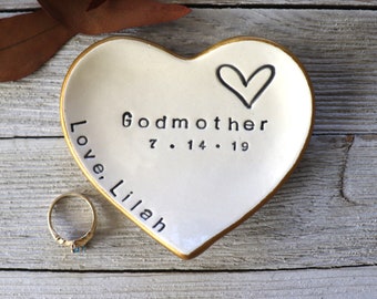 Godmother Gift, ring holder, ring dish, Gift from Godchild, Baptism Gift, Catholic Gift, Dedication Ceremony Gift, personalized gift