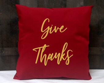 Give Thanks Holiday throw pillow gold lettering pillowcase cover home holiday decor hostess holiday valentine gift