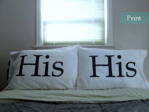 His His Pillow Cases 100 Cotton Gay Present Lgbt Wedding Etsy