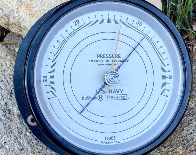 WW II US Navy Naval Barometer Aneroid Barometer by Friez Etsy