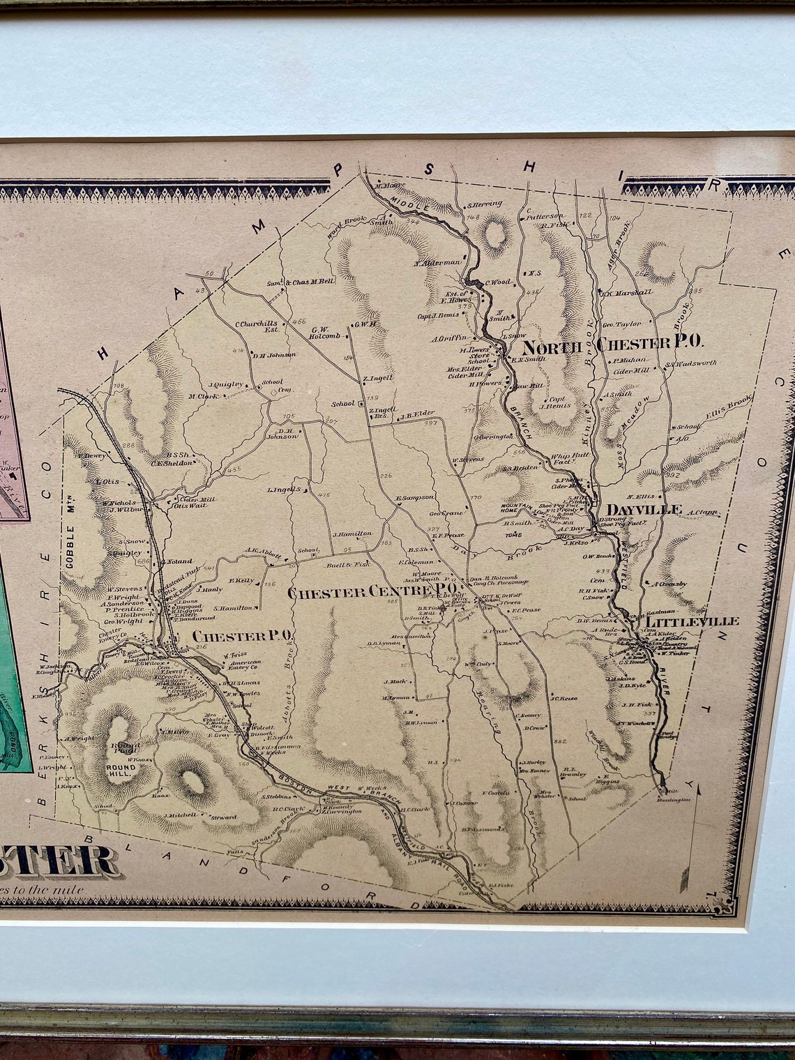 Antique Map Chester MA by Frederick Beers 1870 Beers Ellis & Etsy