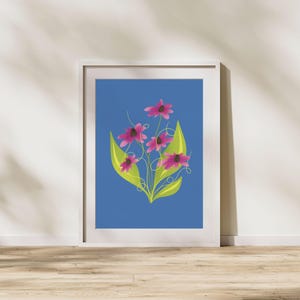 Minimalist Purple Floral Wall Art, Printable Flower Illustration, Digital Botanical Line Art, Modern Boho Plant Print, Instant Download
