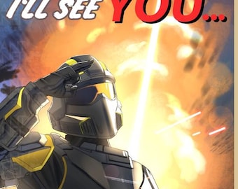 Helldivers 2 vintage recruitment print fanart wall decor Animation