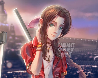 Aerith Final Fantasy 7 Remake Poster Print Wall Art Decor Fanart videogames