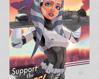 Ahsoka - Support the Troops vintage style print-ready digital download and mobile wallpaper
