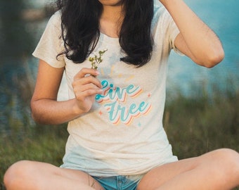 Boho Live gratis Tee-mystieke retro Boho T-shirt