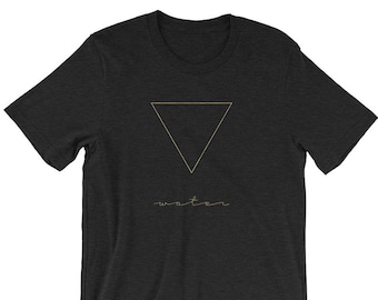 Water Element Alchemy Tee | Zwart Spiritual Triangle Shirt | Mystic Water Sign T-Shirt | Heilige Geometrie Witchy Tee, Minimal Halloween Shirt