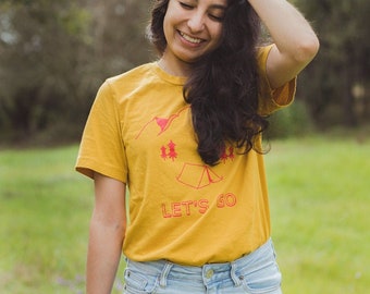 Retro Let's Go Camping Reizen | Vintage geïnspireerd kamp avontuur shirt