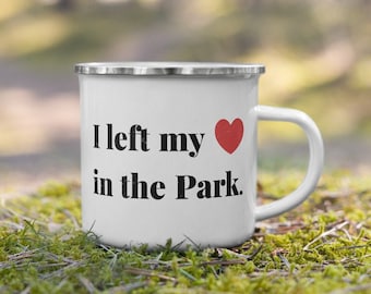 Left My Heart in het Nationaal Park Camp Mug | Retro Vintage Style Emaillen Camping Travel Cup