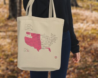 Wanderlust Color your US Map Eco Tote - Sac à bandoulière Boho Travel State