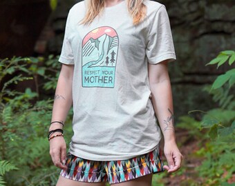 Respeta tu camiseta de la madre naturaleza / Camiseta Protect Our Planet / Camiseta amante de la naturaleza del Día de la Tierra / Camiseta Hippie Save the Earth / Camiseta Earth al aire libre
