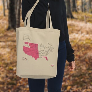 Wanderlust Color Your US Map Eco Tote - Boho Travel State Schultertasche