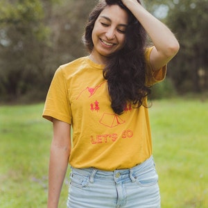 Retro Let&#39;s Go Camping Travel | Vintage Inspired Camp Adventure Shirt