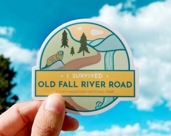 Oude Fall River Road Sticker | Rocky Mountain National Park Waterfles Sticker | Outdoorsy Vinyl Hike Sticker | Natuur Sticker Waterdicht
