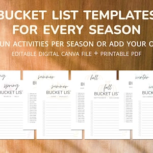 Printable 4 Season Bucket List Bundle | Calendar Bucket List Canva Template | Editable Couple Fall Bucket List | Family Activity Checklist
