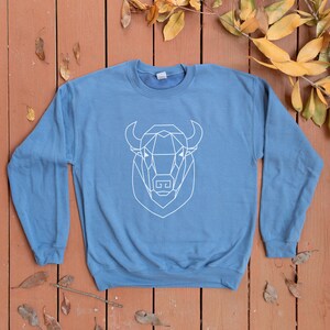 Geometric Bison Sweater, Spirit Animal Totem Buffalo Sweatshirt, Fall Buffalo Lover Pullover Sweater Gift, Wild Animal Bison Sweatshirt
