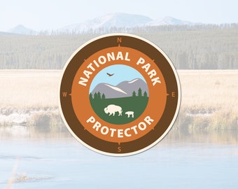 National Park Protector Sticker | Wildlife National Forest Water Bottle Sticker | Outdoorsy Vinyl Hike Sticker | Natuur Sticker Waterdicht