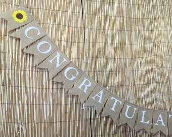 Personalized Sunflower Graduation Burlap Banner, CONGRATS Banner, Class of 2023, Graduation Party Decor, Graduation Banner, Graduation Party